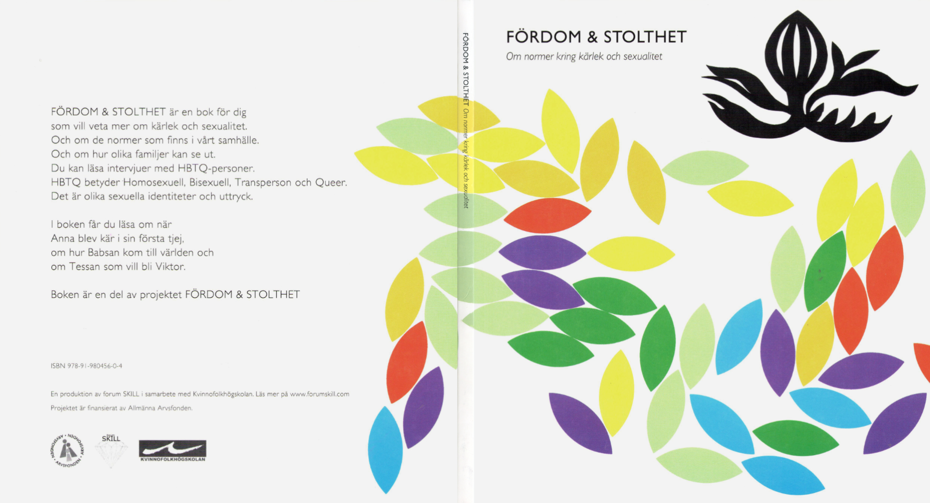 Bokomslag för boken 'Fördom & stolthet', med titel på framsidan och en kort text om boken på baksidan.